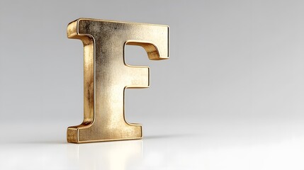 Golden Letter F: A close-up view of a beautifully crafted golden letter F stands proudly against a smooth surface, creating a timeless look of classic design.