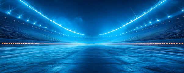 Night race track, blue lights, speed