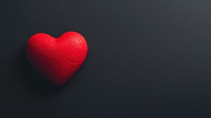 Fototapeta premium Red Heart on Black: A Minimalist Symbol of Emotion and Simplicity 