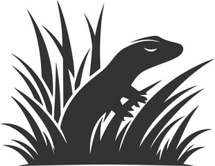 Lizard hiding in tall grass animal vector