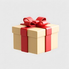 Obraz premium A luxurious gift box adorned with a vibrant red ribbon and bow ideal for festive occasions and gifting