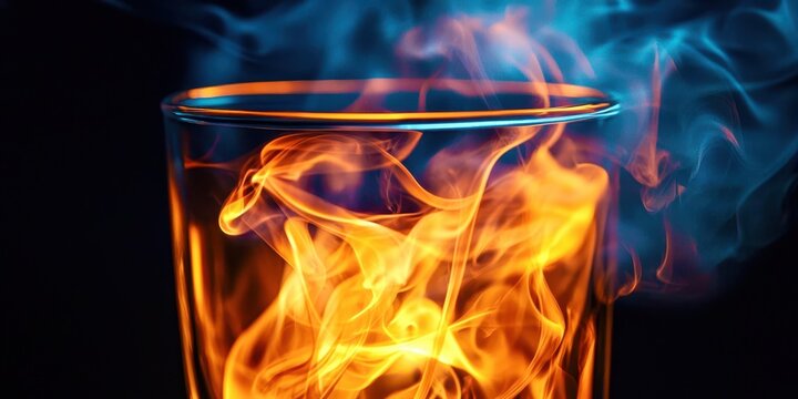 A glass with a flame in it