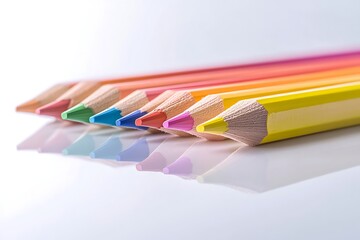 Colorful Pencils in a Row