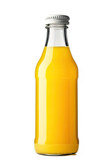 Isolated glass bottle of orange juice