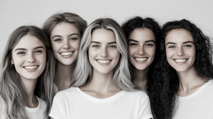 Group of Young Women Smiling Together in Bright Natural Light