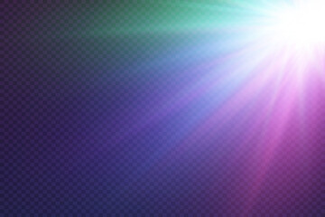 Optical light effect of lines. The effect of glare and lenses. Sparkling star shine.