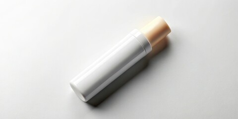 High-Angle Aerial Shot of Lip Balm Tube on White Background - Copy Space