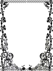 curled frame decoration on white background