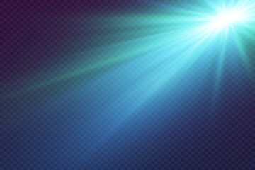 Optical light effect of lines. The effect of glare and lenses. Sparkling star shine.