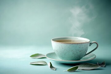 Aromatic Sage Tea in a Teal Cup