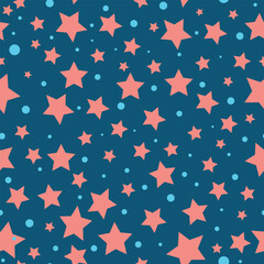 Abstract Stars Seamless pattern background isolated on blue background. Design for use all over print fabric Wrapping paper and others.