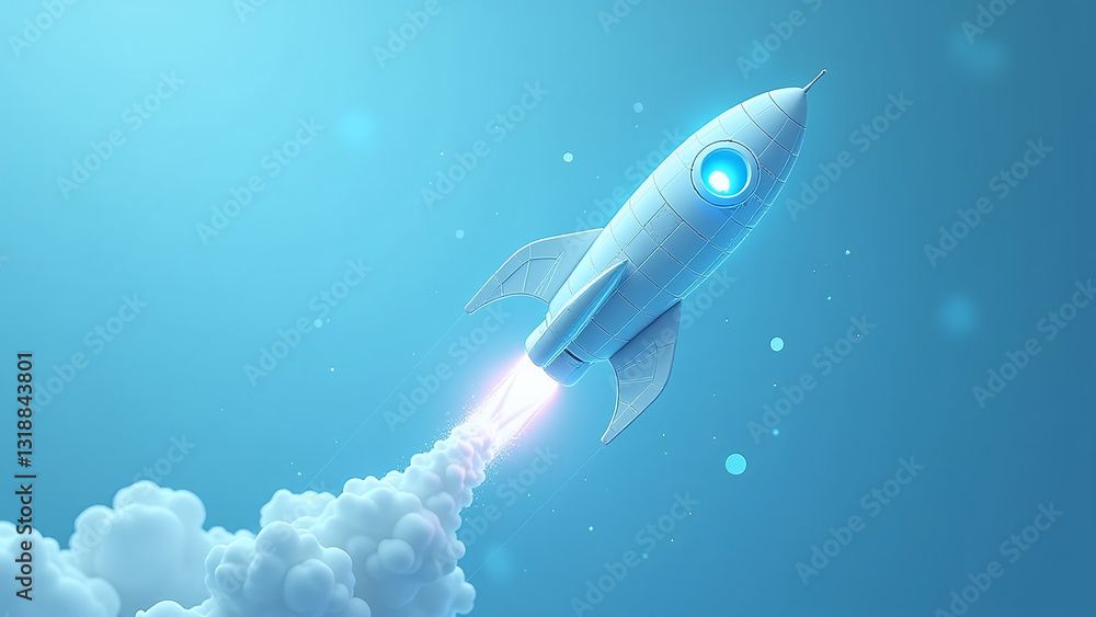 Aufkleber artificial intelligence combines digital technology futuristic look featuring abstract rocket design