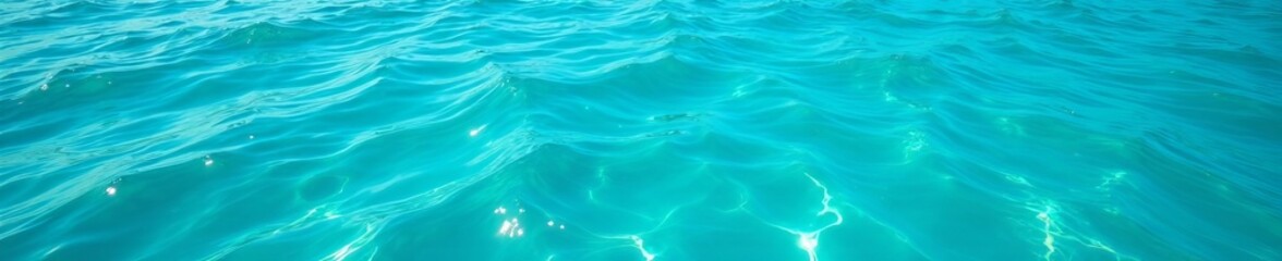 Fototapeta premium Vibrant turquoise ocean with ripples, sunlight reflections, tranquil, coast, travel