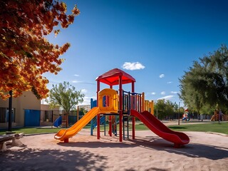 Colorful Playground in a Sunny Day
