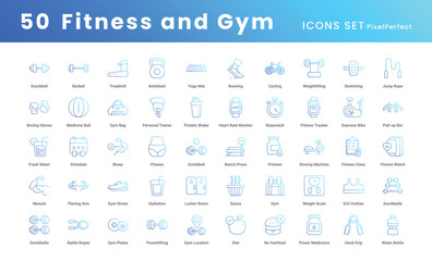 get a fitness and gym vector icons set use for ui ux, web, presentation, etc