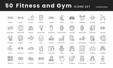 get a fitness and gym vector icons set use for ui ux, web, presentation, etc