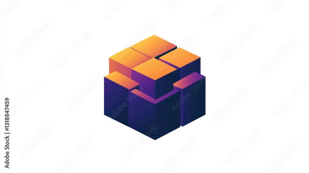 Poster abstract isometric cube structure with gradient colors.