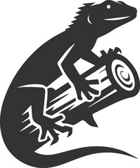 Lizard holding onto a log with sharp claws animal vector