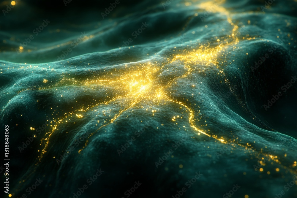 Poster cosmic landscape revealing intricate patterns of light and energy within a mesmerizing abstract univ