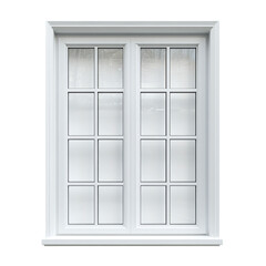 Obraz premium Classic White Window Frame with Glass Panes Against Transparent Background
