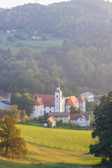 Scenic view of valley with beautiful Olimje monastery in Podcetrtek in Slovenia