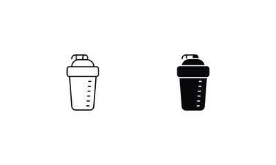 Protein Shake icons set line and glyph vector stock illustration