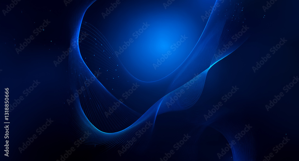 Aufkleber A deep blue abstract background with flowing, luminous curves creates a sense of depth and motion.  The gradient colors and smooth lines evoke a modern and elegant feel.