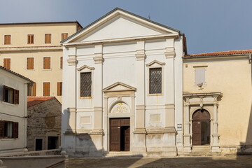 Church of Franciscan monastery iof Piran Istrian peninsula along the Adriatic sea in Slovenia
