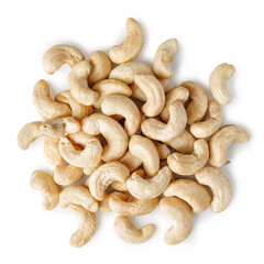 Pile of cashew nuts isolated on white background