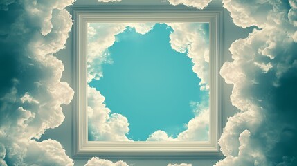 Surreal Cloudscape Viewed Through a White Frame