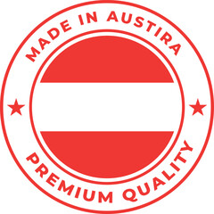 Made in Austira rounded vector symbol on white background