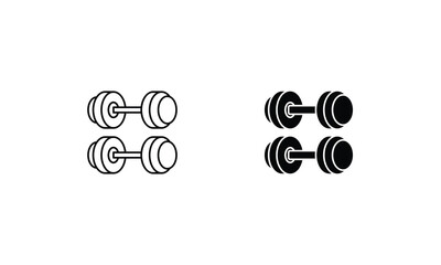 Dumbbells icons set line and glyph vector stock illustration