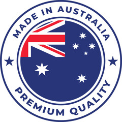 Made in Australia rounded vector symbol on white background