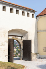 Entrance of medieval castle of Ptuj in Styria region in Slovenia