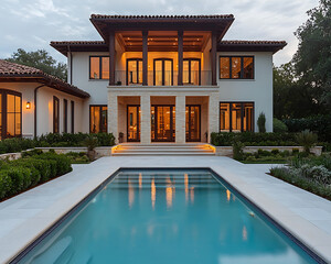 Stunning Mediterranean style luxury home with private pool and elegant architecture