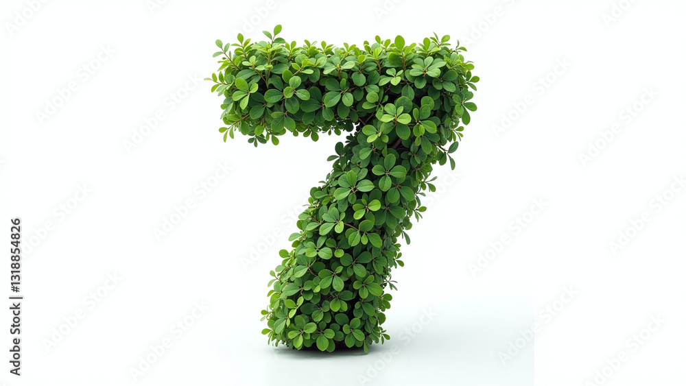 Poster isolated shrub precise cut number seven visually striking element white background
