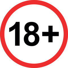 eighteen plus round sign. Vector Illustration