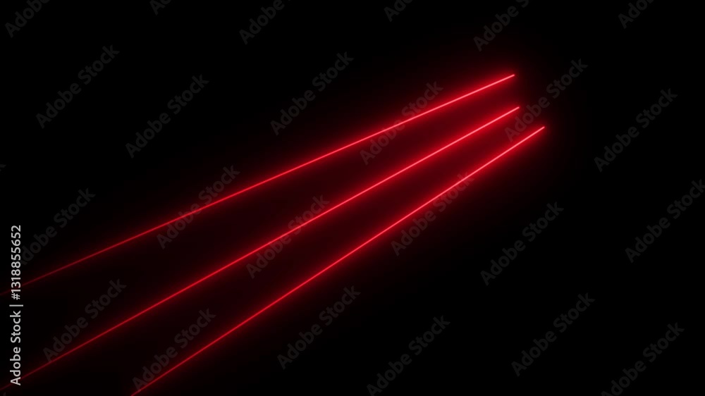 Aufkleber 3d animation, abstract black background with neon lines go up and disappear.looping seamless animati