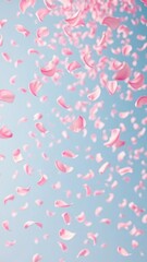 Obraz premium Soft pink petals fall gently from the sky like confetti in a whimsical celebration, festive, ethereal, dreamy