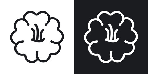 Hawaiian flower icon set in black and white stroke lines