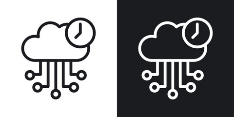 High server uptime icon set in black and white stroke lines