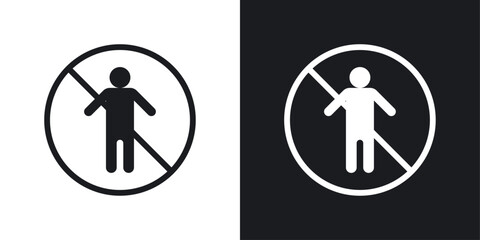 Fototapeta premium No man sign set in black and white stroke lines