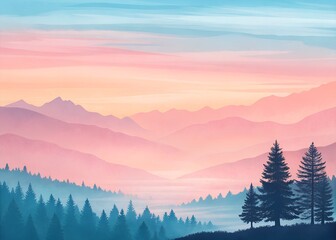 Obraz premium Serene Mountain Landscape at Sunset