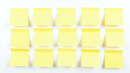 small yellow sticky notes isolated white