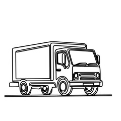 Line Art of a Delivery Truck