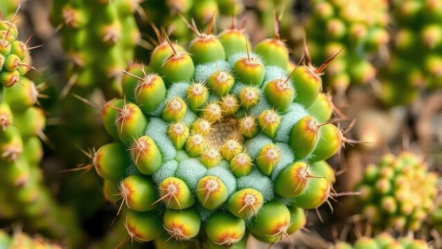 Hojas verdes y espuma azul en el tronco del cactus, nature, succulent, desert
