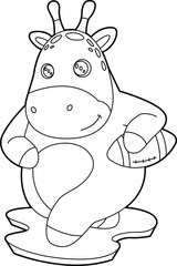 Giraffe American Football Animal Vector Graphic Art Illustration