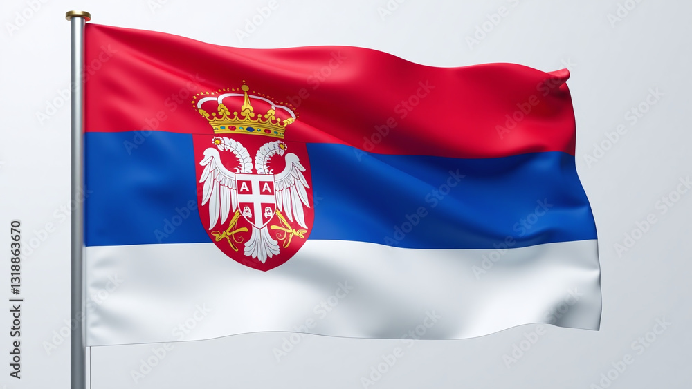 Poster serbian flag waves motion seamless loop animation
