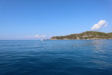 Fototapeta premium Aegean Sea view near the Dead Sea (Olu Deniz) in Fethiye, Mugla, Turkey.