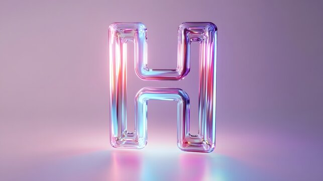 Elegant H of Clarity: A captivating, translucent H against a backdrop, exuding a sense of refined simplicity and captivating visual appeal.